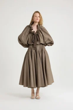 Blouse à manches bouffantes en faille recyclée