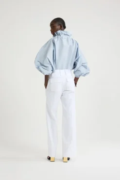 Blouse à manches bouffantes en faille recyclée