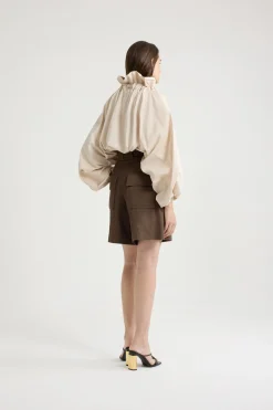 Blouse à manches bouffantes en coton bio