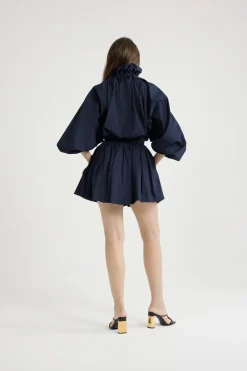 Blouse à manches bouffantes en faille recyclée