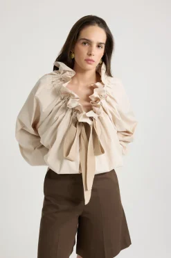 Blouse à manches bouffantes en coton bio