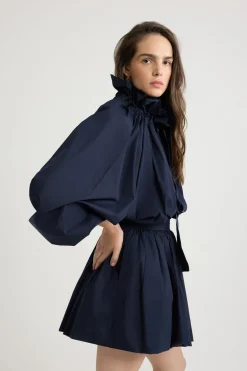 Blouse à manches bouffantes en faille recyclée