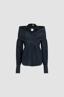 Blouse croisée en faille recyclée