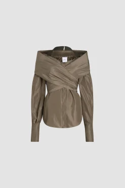 Blouse croisée en faille recyclée