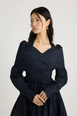 Blouse croisée en faille recyclée