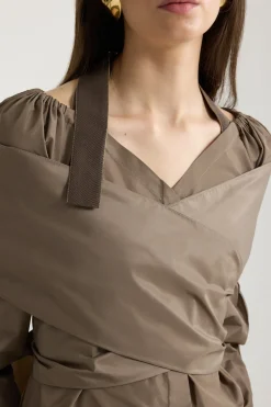 Blouse croisée en faille recyclée