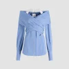 Blouse croisée en popeline de coton bio imprimée