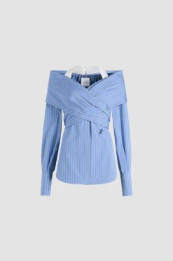 Blouse croisée en popeline de coton bio imprimée