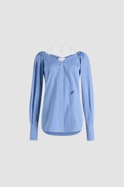 Blouse croisée en popeline de coton bio imprimée