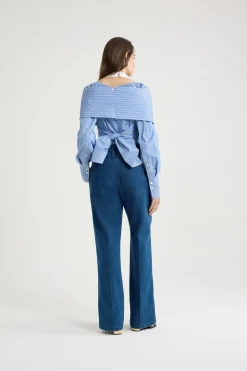 Blouse croisée en popeline de coton bio imprimée