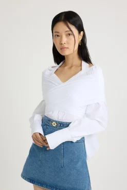 Blouse croisée en popeline de coton bio