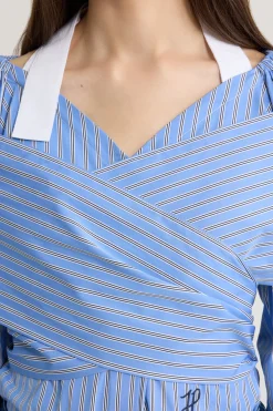 Blouse croisée en popeline de coton bio imprimée