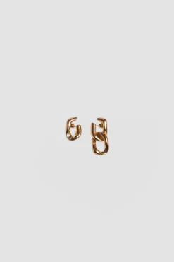 Boucles d'oreilles chaîne asymétriques en laiton doré