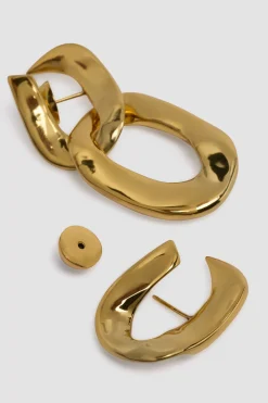 Boucles d'oreilles chaîne asymétriques en laiton doré