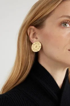 Boucles d'oreilles pièce à clip en laiton doré