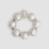 Bracelet à boules martelées en laiton argenté