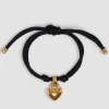 Bracelet cœur en laiton doré et coton
