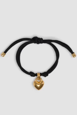 Bracelet cœur en laiton doré et coton