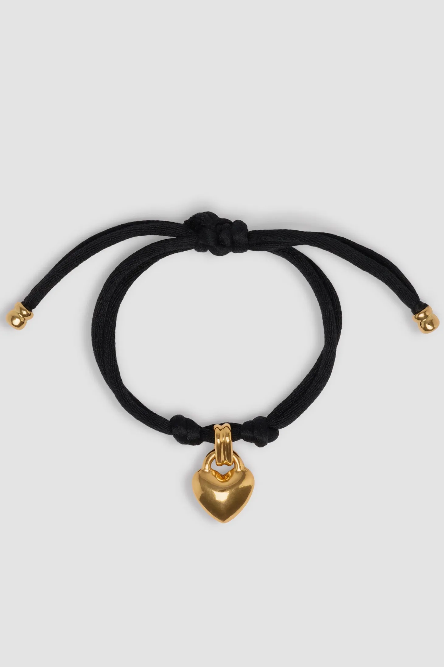 Bracelet cœur en laiton doré et coton