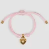 Bracelet cœur en laiton doré et coton