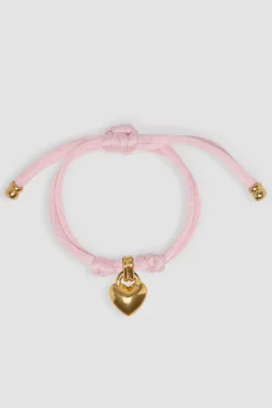 Bracelet cœur en laiton doré et coton