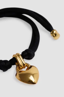 Bracelet cœur en laiton doré et coton