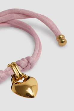 Bracelet cœur en laiton doré et coton