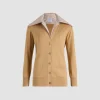 Cardigan à col trompe l'œil en maille de coton