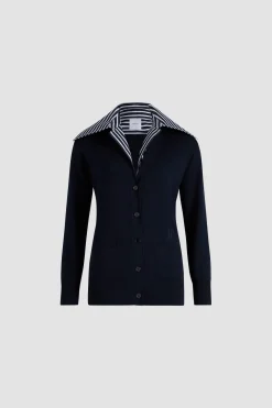 Cardigan à col trompe l'œil en maille de coton