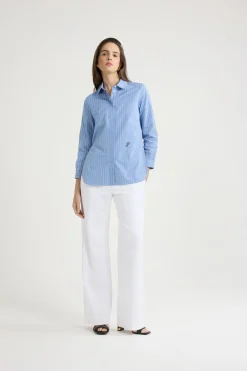 Chemise ajustée en popeline de coton bio imprimée