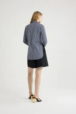 Chemise ajustée en popeline de coton bio imprimée