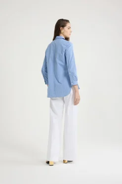 Chemise ajustée en popeline de coton bio imprimée