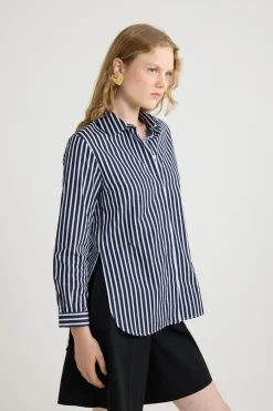 Chemise ajustée en popeline de coton bio imprimée