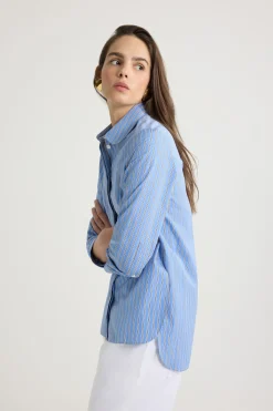 Chemise ajustée en popeline de coton bio imprimée