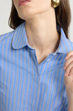 Chemise ajustée en popeline de coton bio imprimée
