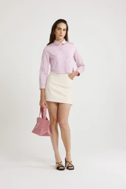 Chemise courte en popeline de coton bio imprimée