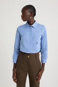 Chemise courte en popeline de coton bio imprimée