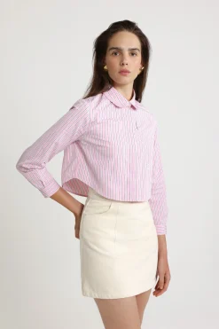 Chemise courte en popeline de coton bio imprimée