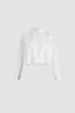 Chemise courte festonnée en popeline de coton bio