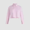 Chemise courte festonnée en popeline de coton bio