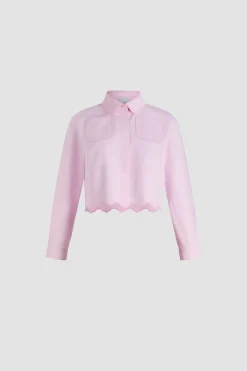 Chemise courte festonnée en popeline de coton bio