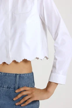 Chemise courte festonnée en popeline de coton bio