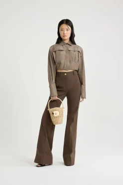 Chemise safari courte en faille recyclée