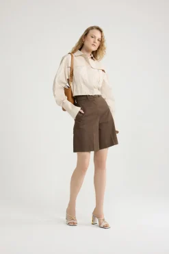 Chemise safari courte en popeline de coton bio