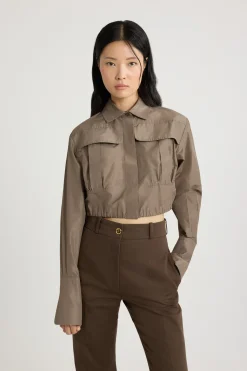 Chemise safari courte en faille recyclée