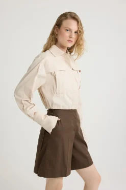 Chemise safari courte en popeline de coton bio