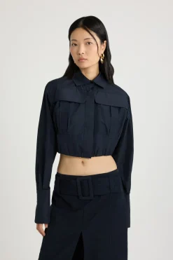 Chemise safari courte en faille recyclée