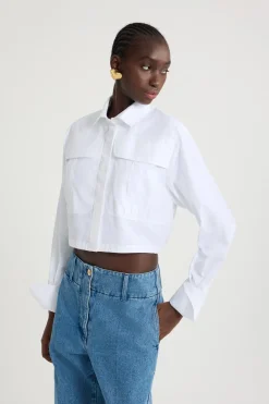 Chemise safari courte en popeline de coton bio