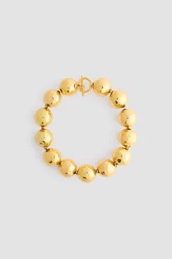 Collier à boules martelées en laiton doré