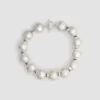 Collier à boules martelées en laiton argenté